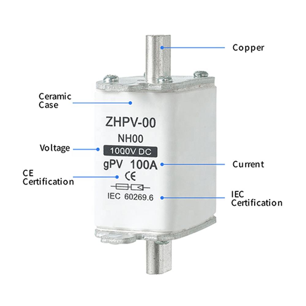 NH00-1000V IEC Низковольтный фотоэлектрический ножевой предохранитель пластиковый 80A 6ka отключающая способность